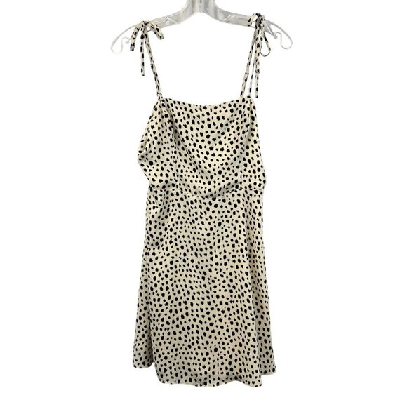 Lola Grace Tie Straps A-Line Dress Cream/Black Print Size Medium Above Knee - Picture 1 of 8